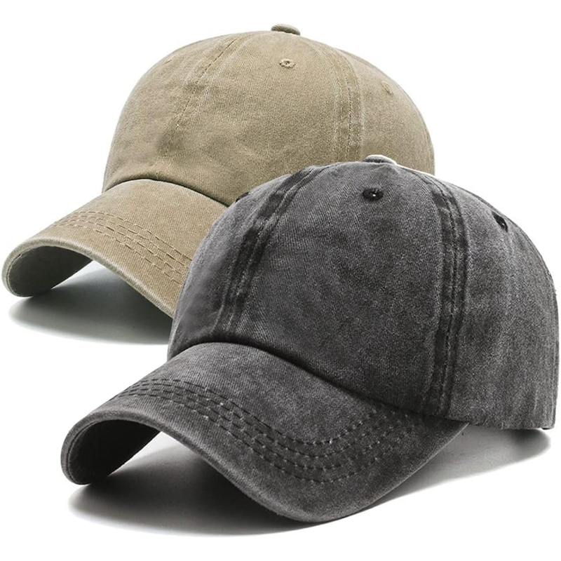 PFFY 2 Packs Vintage Washed Distressed Baseball Cap Golf Dad Hat for Men Women